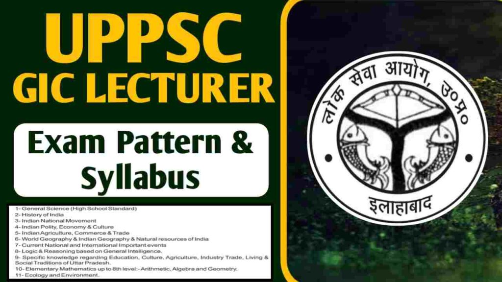 UPPSC GIC Lecturer Syllabus / Exam Pattern 2025